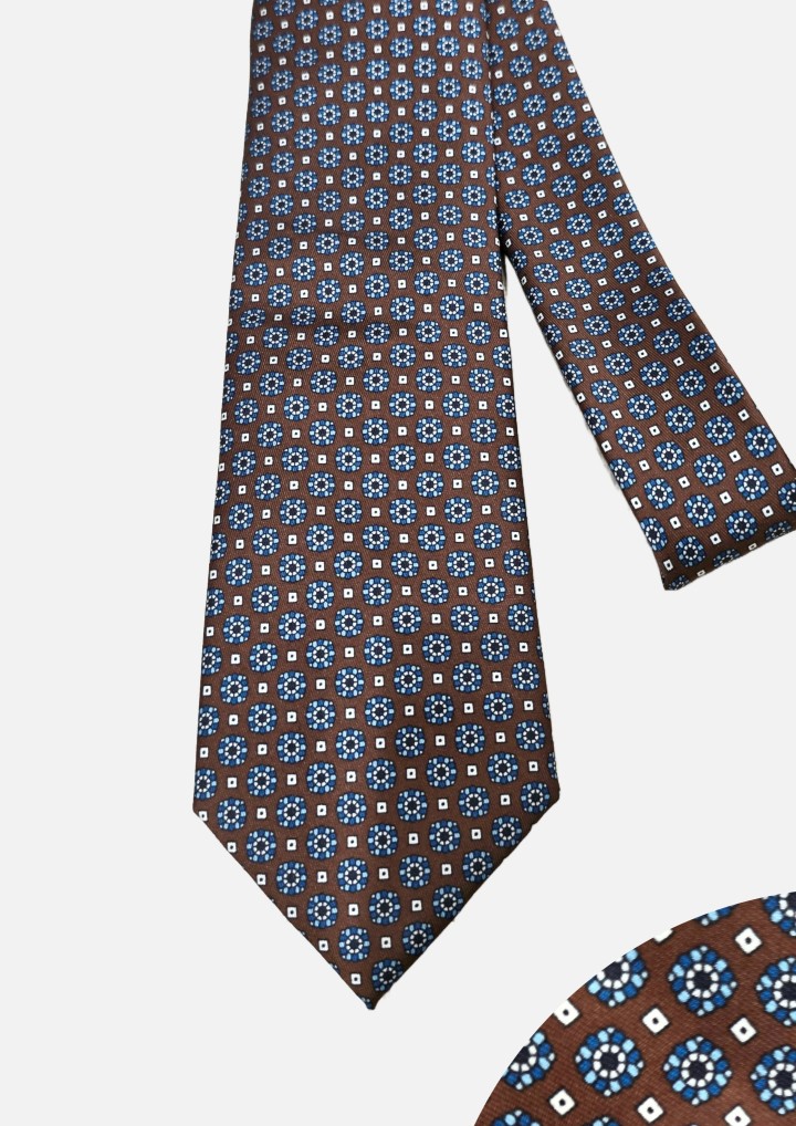 Corbata estampada marrón