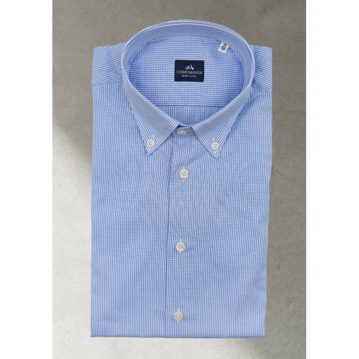 Camisa hombre cudros azul claro Dottore