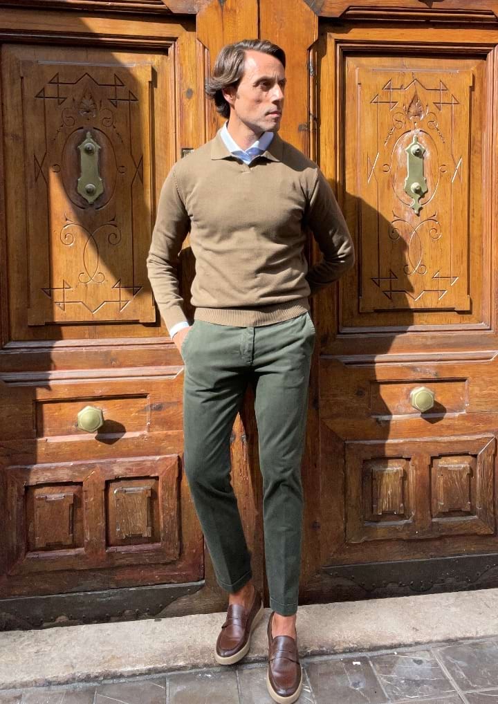 Pantalón de hombre color verde, modelo Muschio.