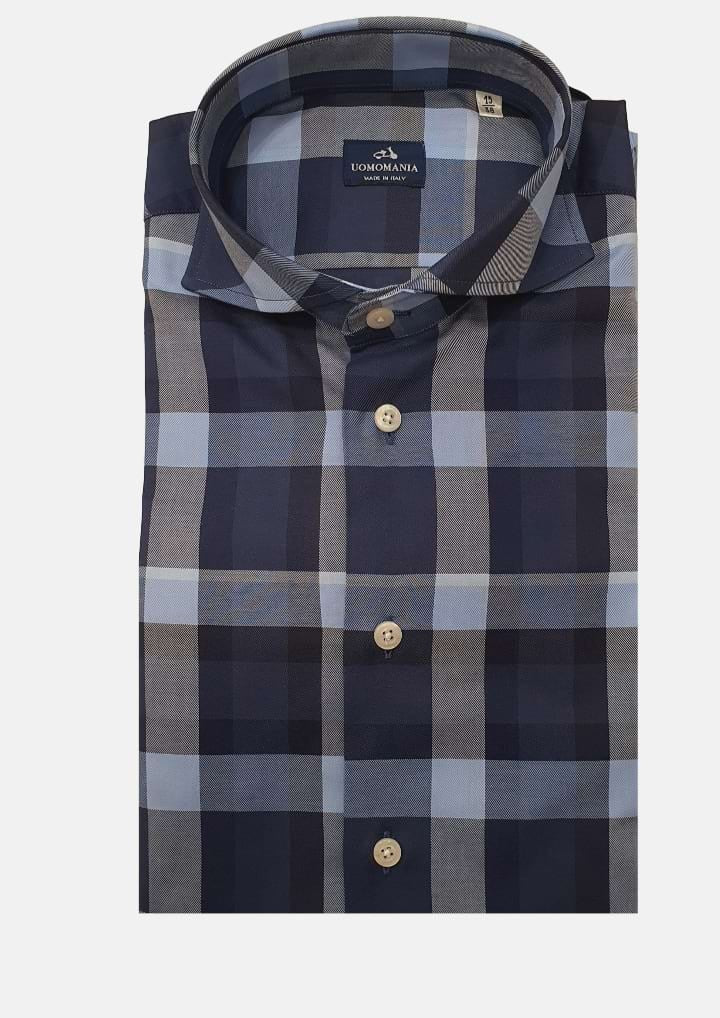 Camisa cuadros hombre azul marino.