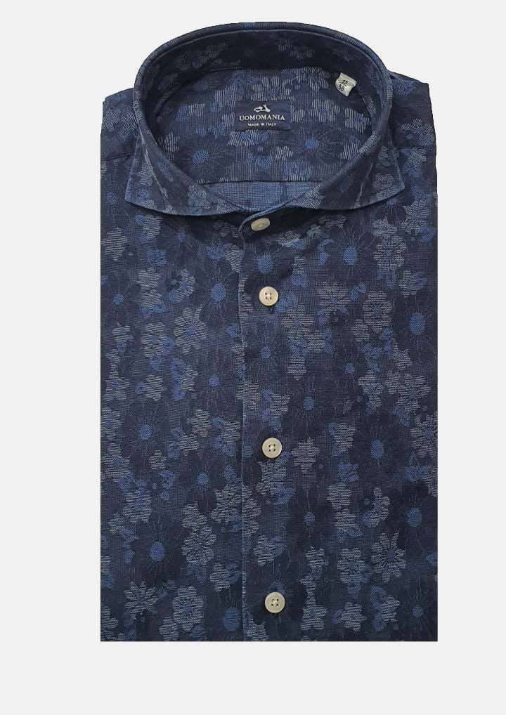 Camisa hombre estampado floral. Tejido denim.