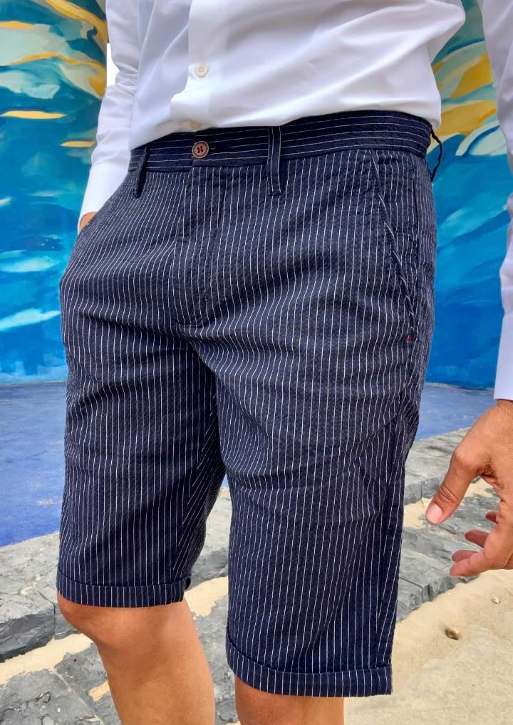 Bermudas de hombre "Righe" Azul marino