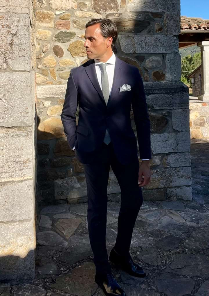 Traje hombre azul rayas Vittorio