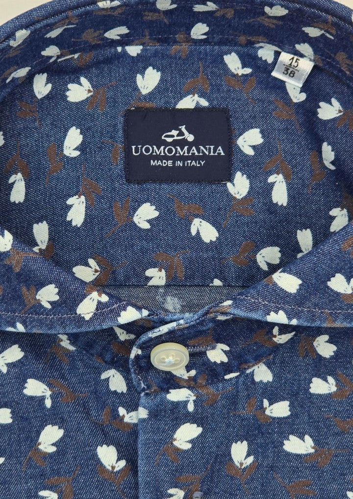 Camisa Denim Marcello. Detalle cuello Italiano.