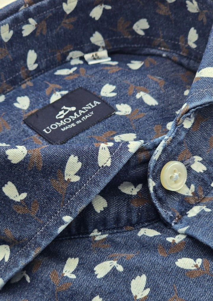 Detalle Camisa cuello italiano Denim Marcello